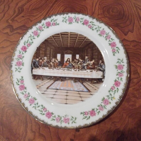 "The Last Supper" ~ 10" Collectors Plate ~ Roses on White Border ~ Made in Japan - Picture 1 of 4